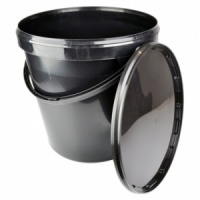 Black Bucket and Lid 20lt, undrilled